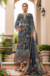 Bin Saeed Stitched 3 Piece Emb Lawn Frock Vol-02 Collection-SM-1628-Blue